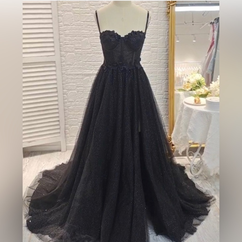 Princess Ruffle Spaghetti Strap Sleeveless Sweep/Brush Train Dress